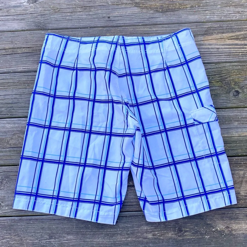 Old Navy Men’s board shorts swim trunks white and blue sz large - Picture 8 of 8